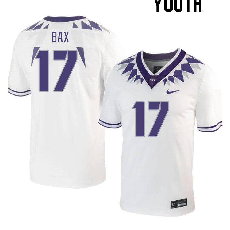 Youth #17 Jonathan Bax TCU Horned Frogs 2023 College Footbal Jerseys Stitched-White